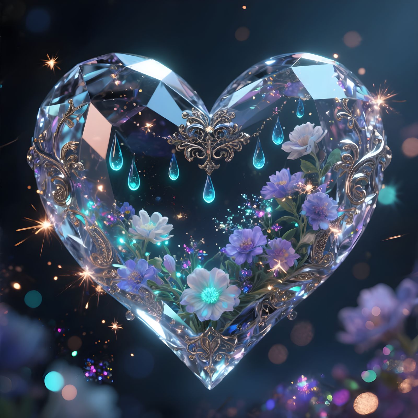 Bioluminescent Crystal Heart Fantasy Concept Art