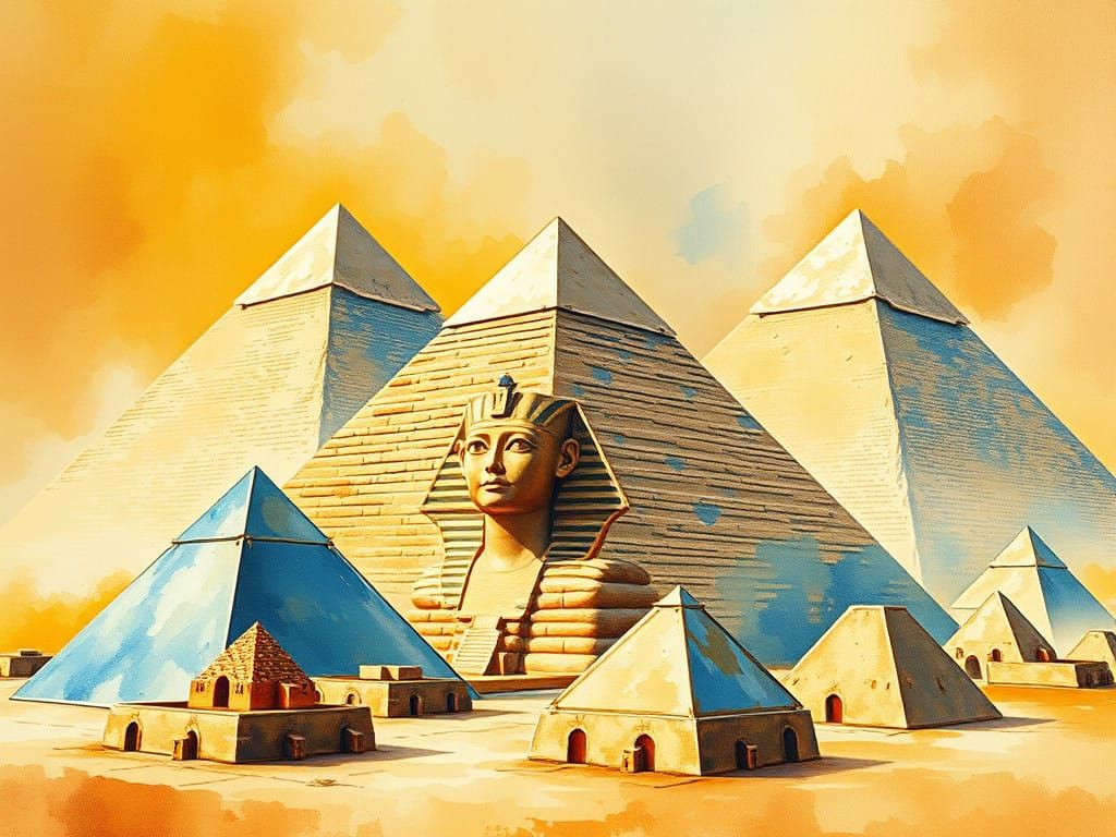 Epic Egyptian Pyramid Masterpiece in Gouache Style