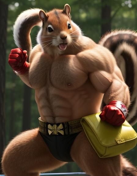 Squirrel as Hulk Hogan Hybrid Fusion