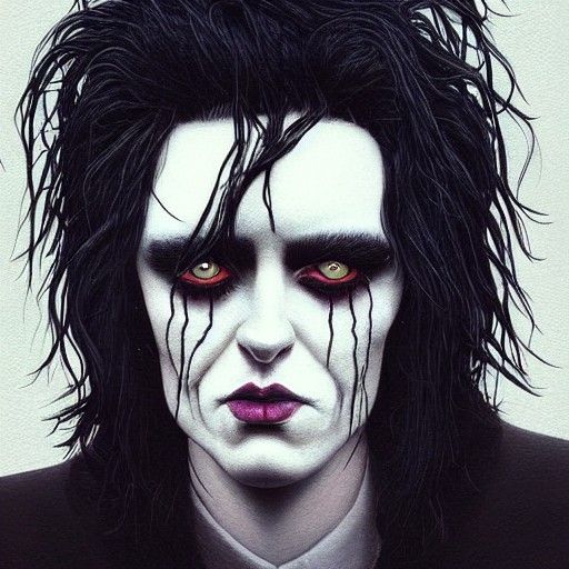 Intense Portrait with Long Hair in Photorealistic Style