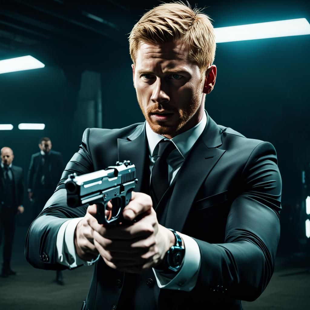 Hyperrealistic Kevin De Bruyne as John Wick