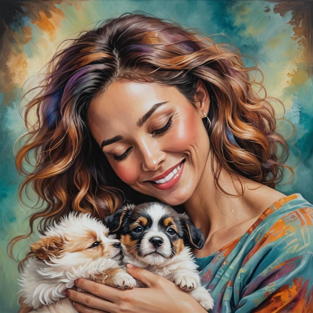 Mother, Baby, and Puppy: A Whimsical Portrait