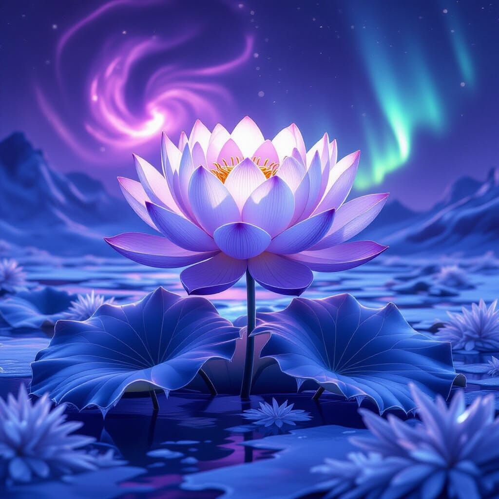 Frozen Lotus in Alien Landscape: Concept Art