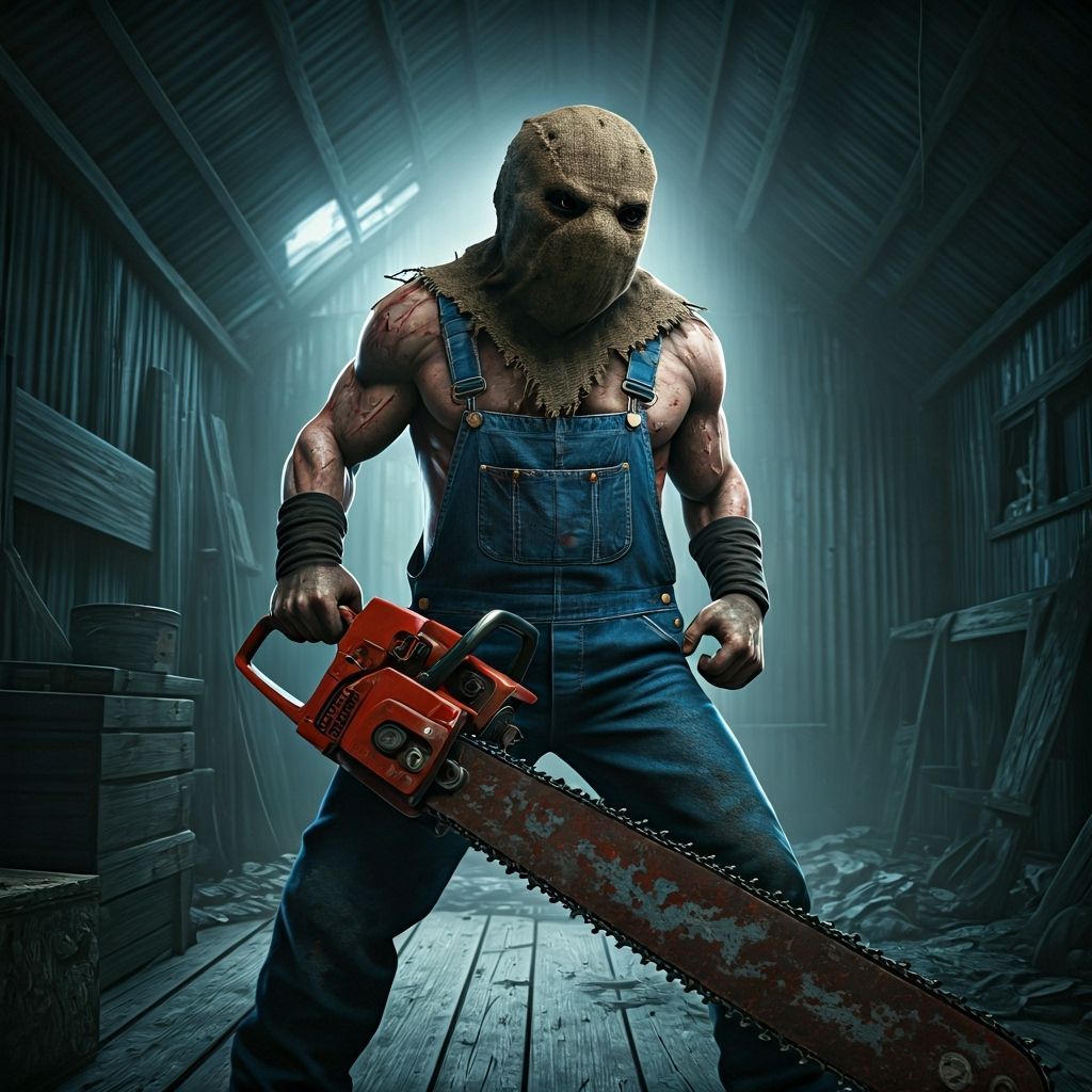 Hillbilly Chainsaw Horror in Comic Book Style