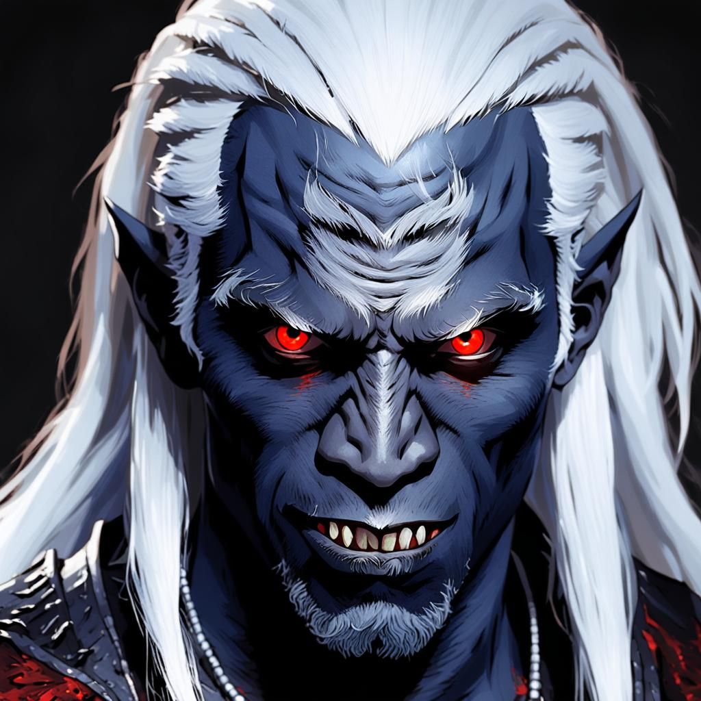 Evil Drow Warrior in Dark Cavern