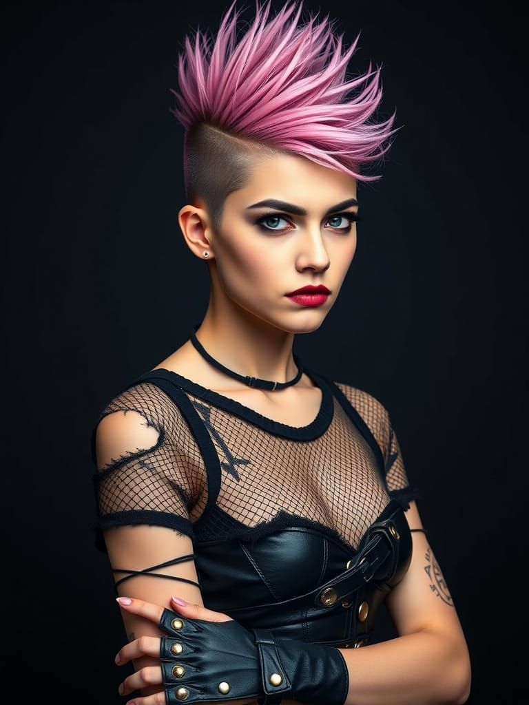 Gothic Punk Girl in Dramatic Studio Portrait