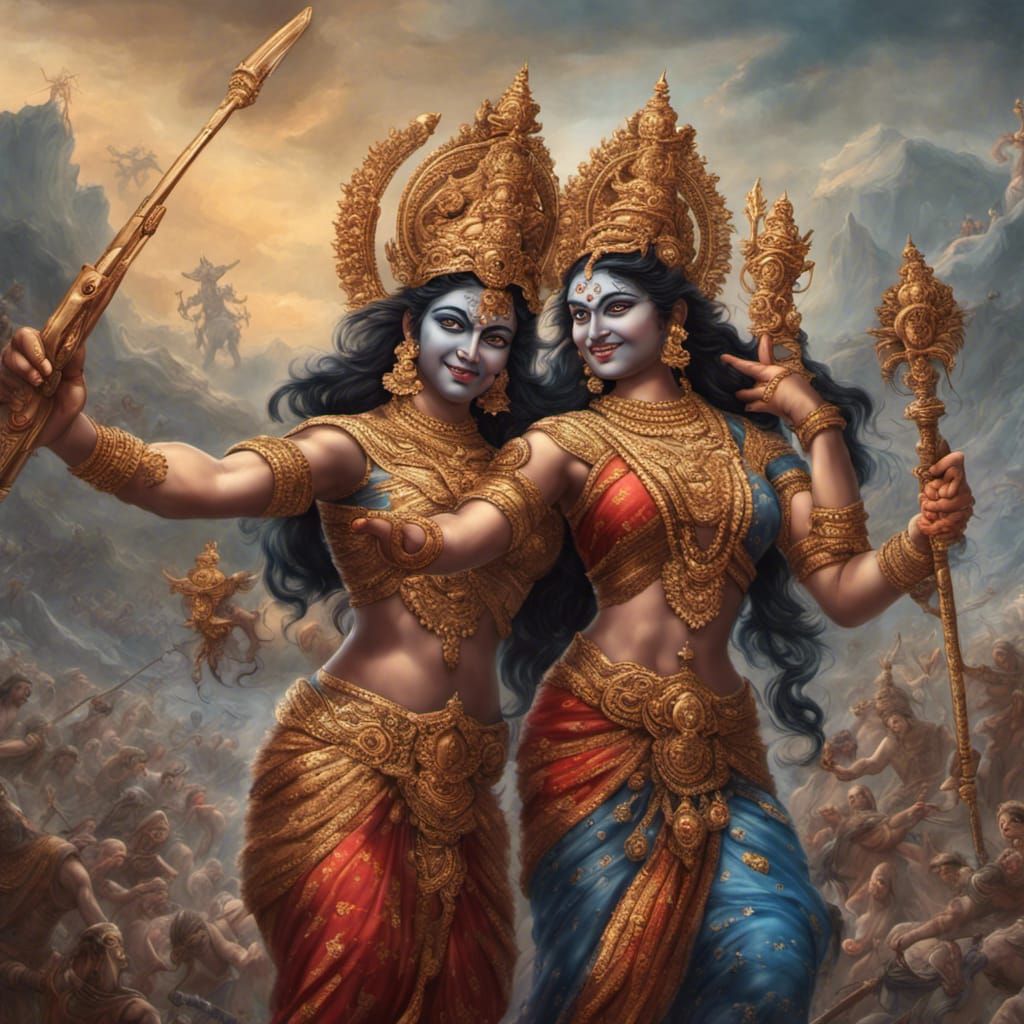 Kali and Durga taking a selfie together