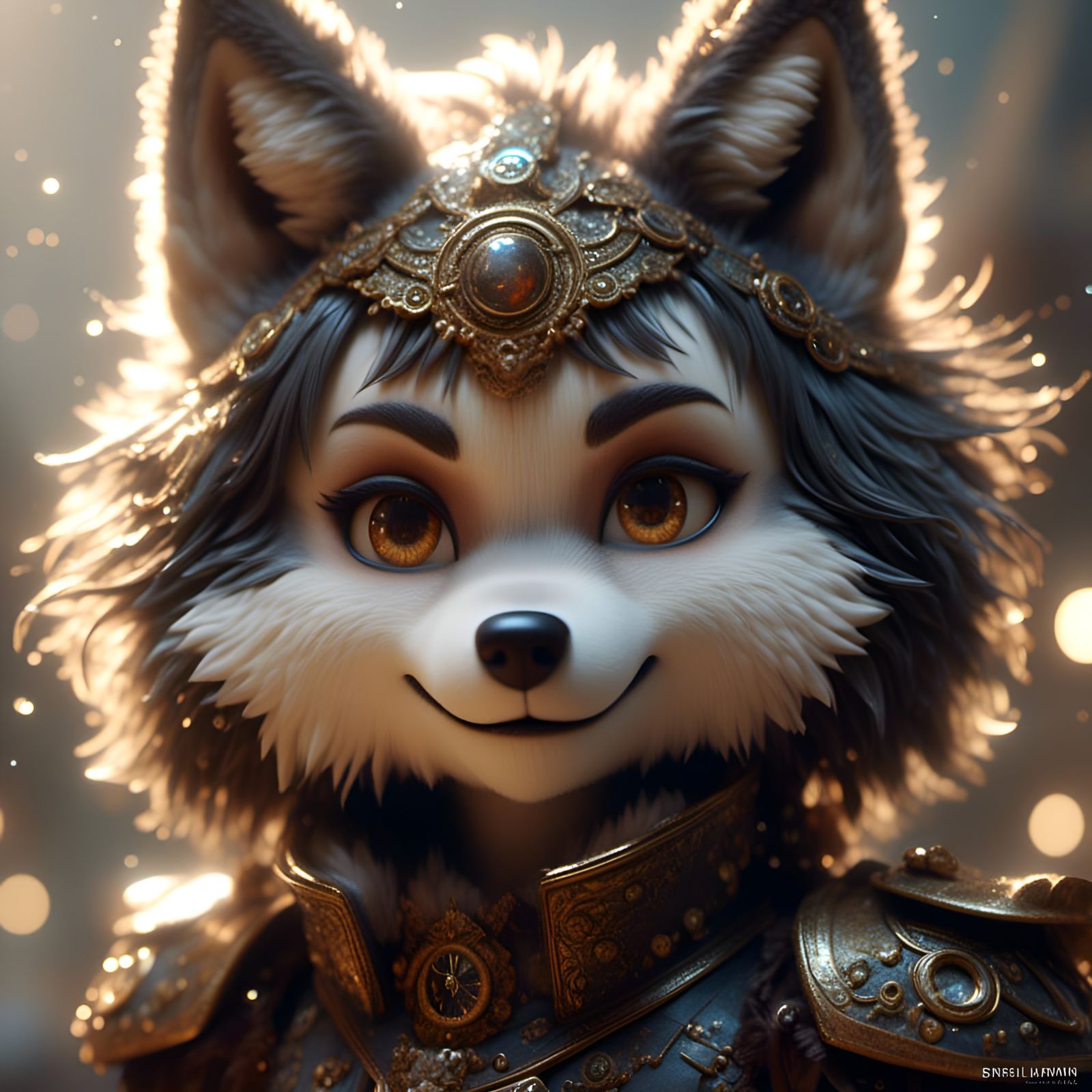 Chibi Wolf Plays Golf in Bright Sunlight