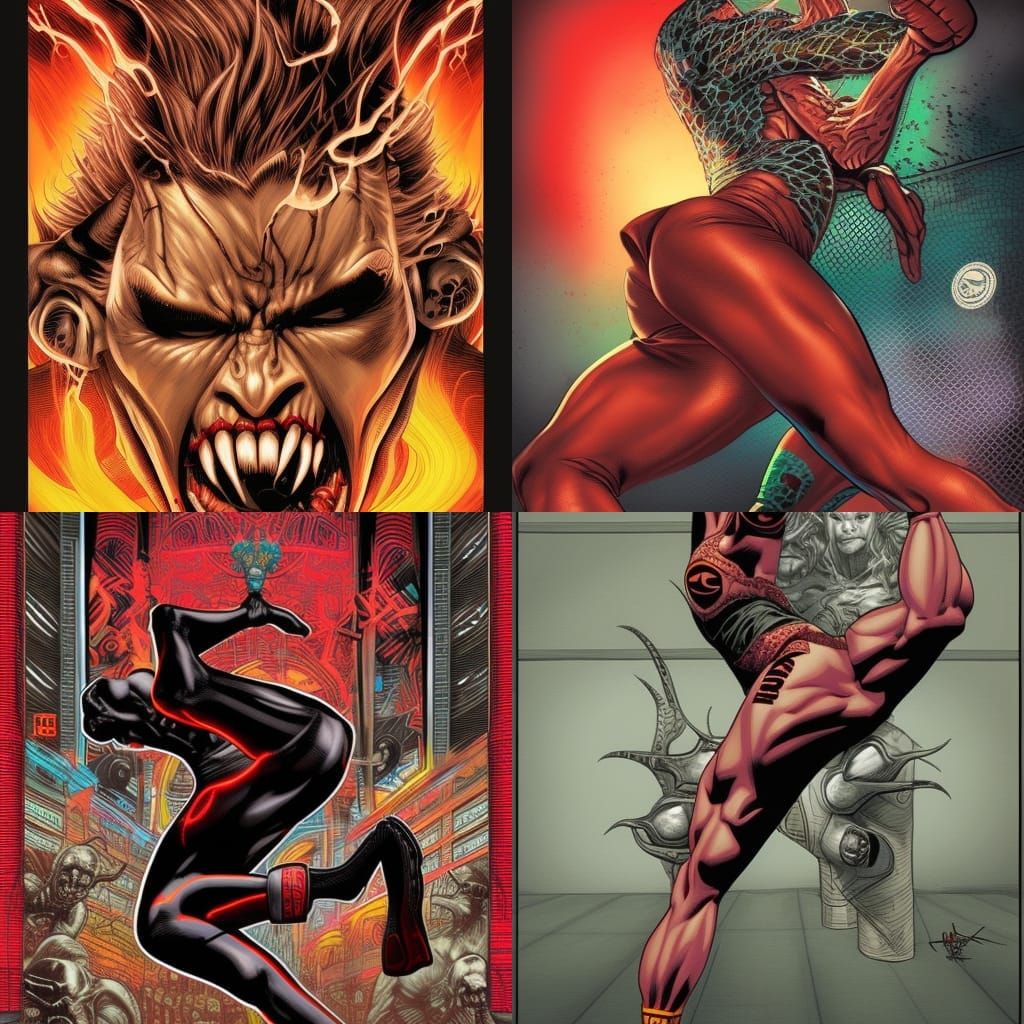 Kickboxing Ghoul in Comic Book Art Style