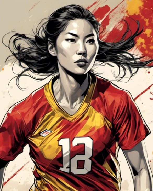 Fierce Lacrosse Player in Comic Book Style