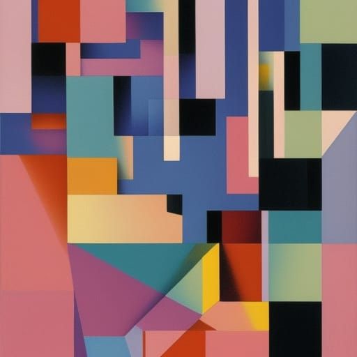 Pink Confetti Squares in Abstract Cubism Style