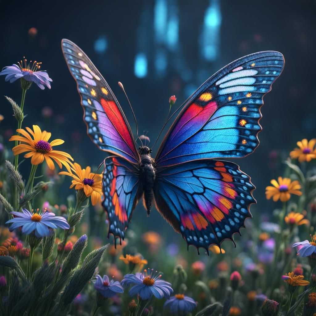 Wildflower Butterfly: Detailed Fantasy Concept Art