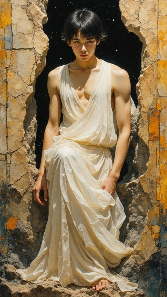 Ethereal Japanese Male Beauty in Figurative Gay Art