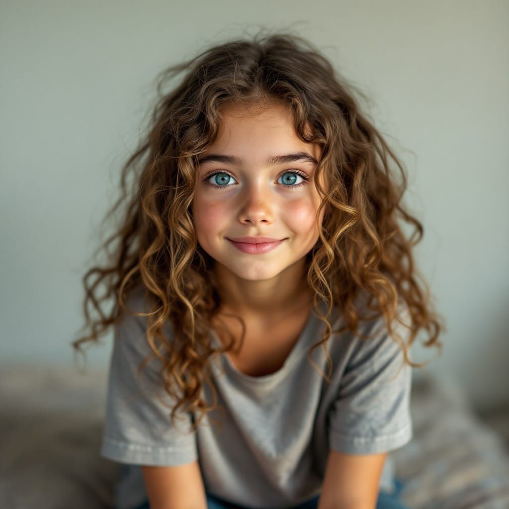 Girl with Whimsical, Heart-Shaped Face in Vibrant Colors