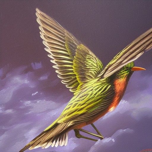 Starling in Flight: Oil Painting