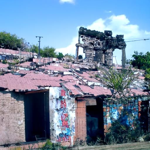 Decayed Mexican Suburb Ruins