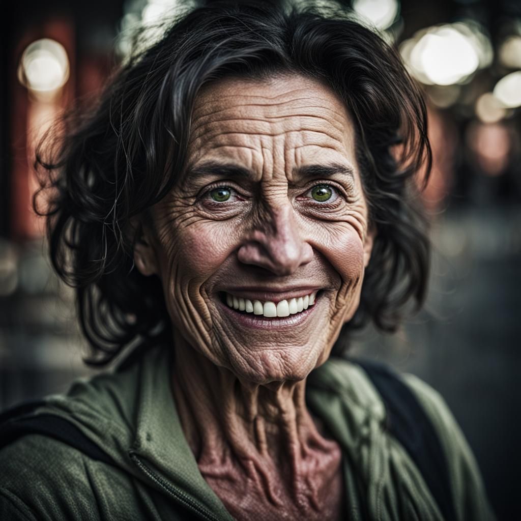Smiling Woman Portrait in Lee Jeffries Style