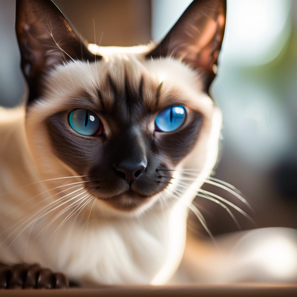 Siamese Cat Portrait: Professional Photography with Bokeh