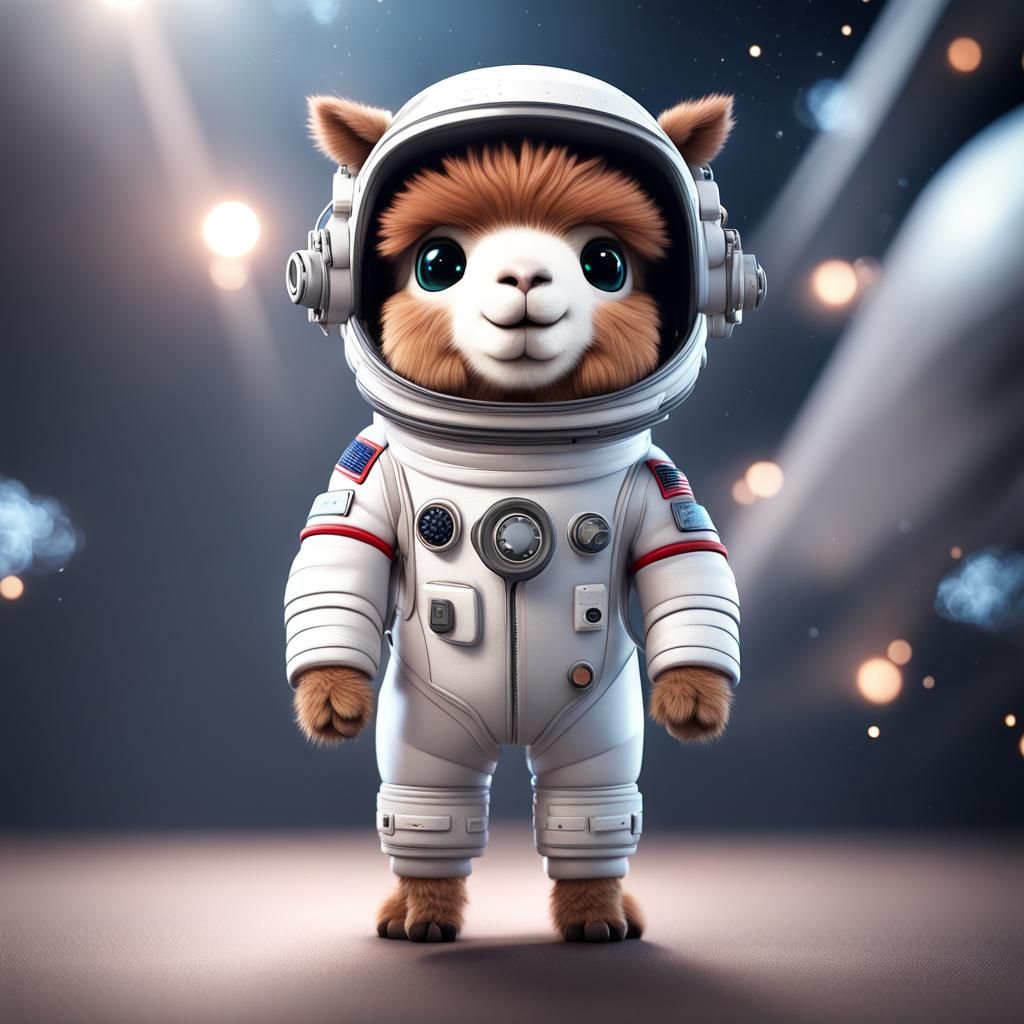 Cute Chibi Alpaca Astronaut in Ultra Fine Detail