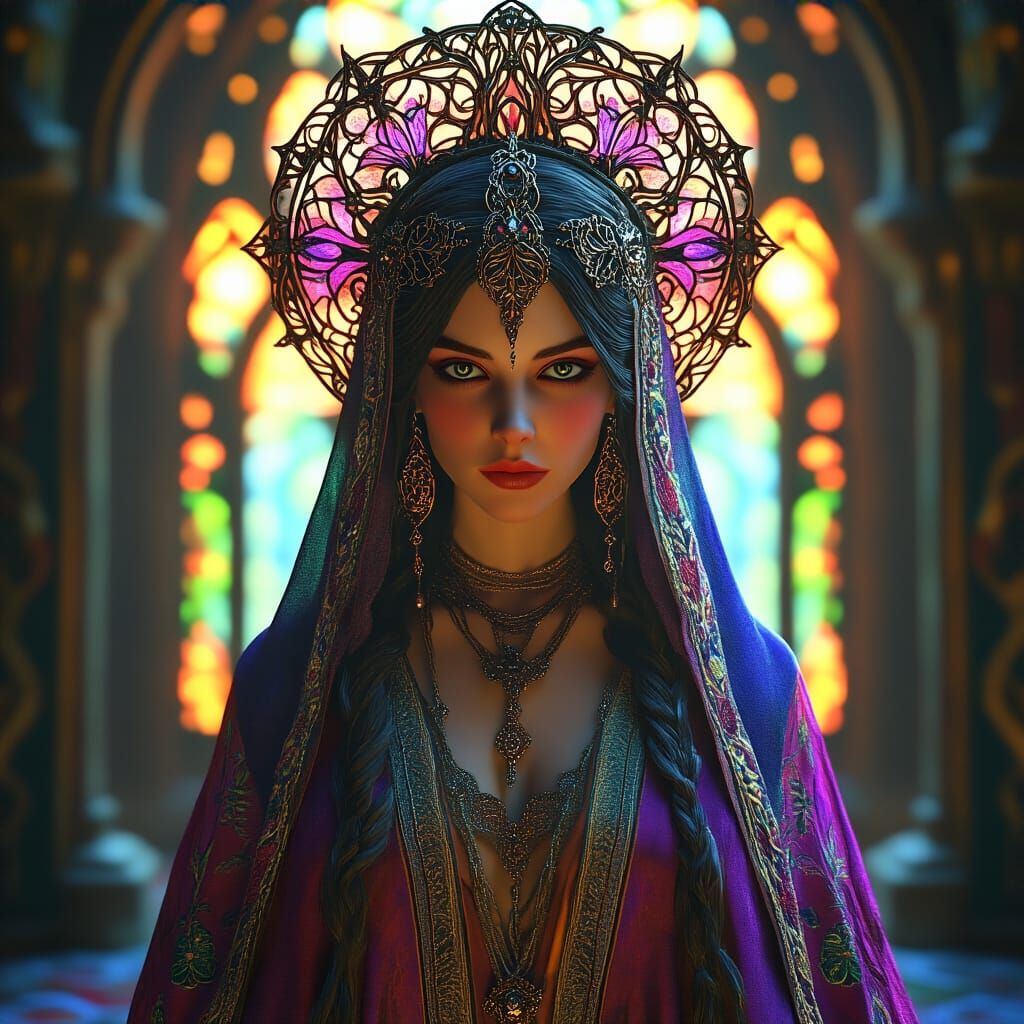 Mystical Woman in Ornate Robes: Fantasy Realism