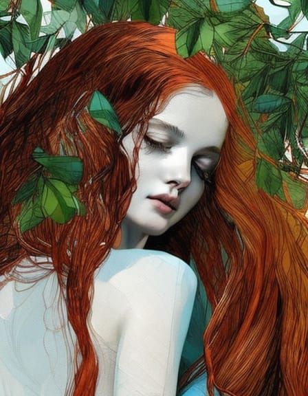 Redheads with Rapunzel Hair Under Lemon Tree