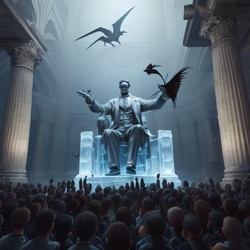 Ice Lincoln Sculpture with Kids, 3D Cinematic
