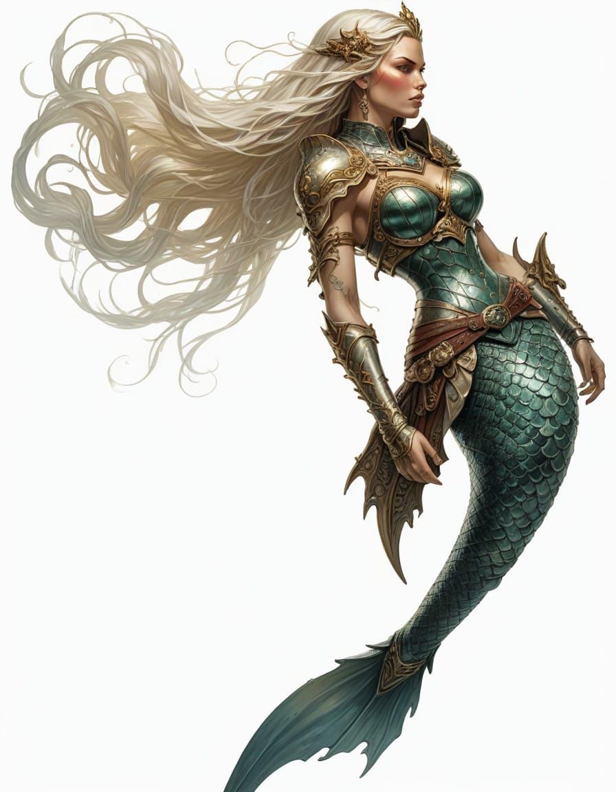 Mermaid Warrior in Heroic Fantasy Style