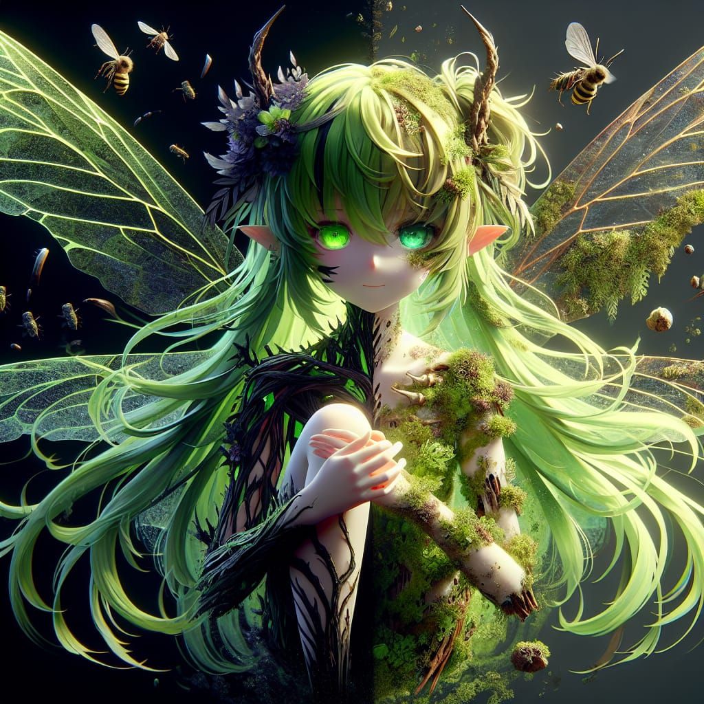 Anime Satyr Fairy Girl in Detailed Matte Painting