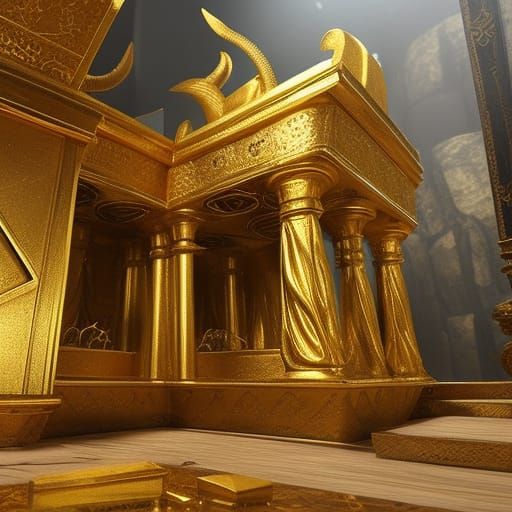 Golden Ark of the Covenant in Underground Temple