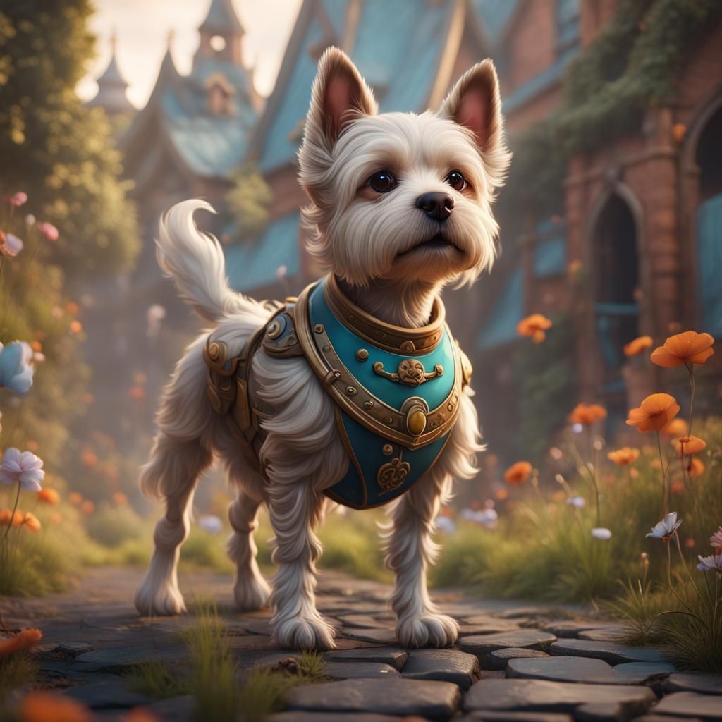 Cute Dog in Detailed Matte Painting