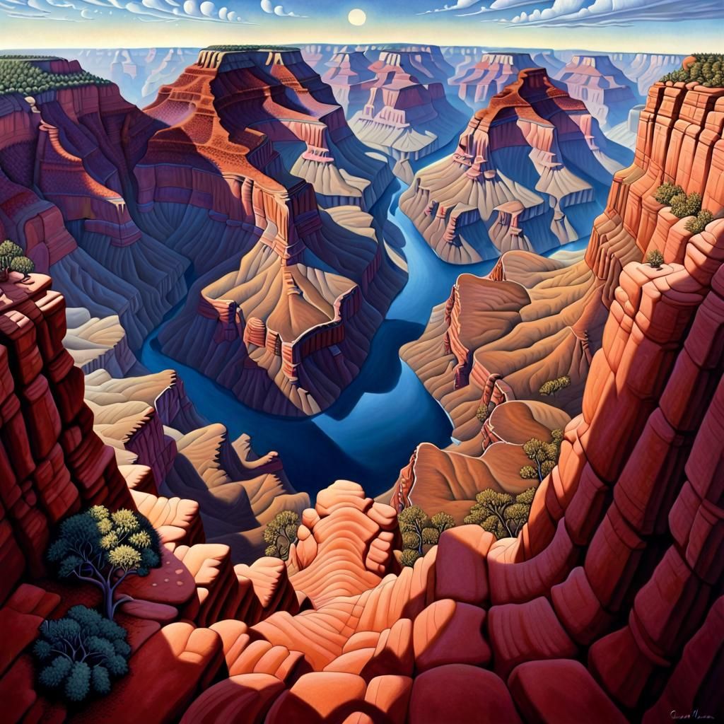 Surreal Dreamcore Landscape with Optical Illusions