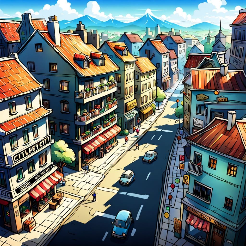 Urban Landscape in Vibrant Colors