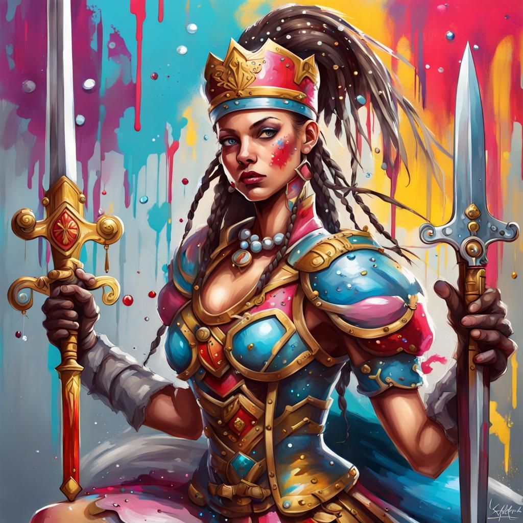 Female Nutcracker Warrior in Graffiti Art Style