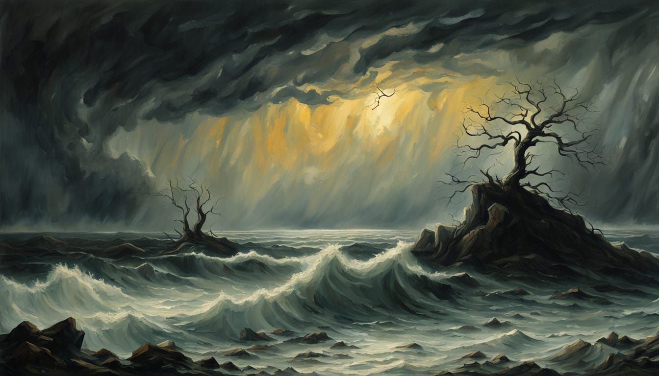 Stormy Landscape with Lone Tree