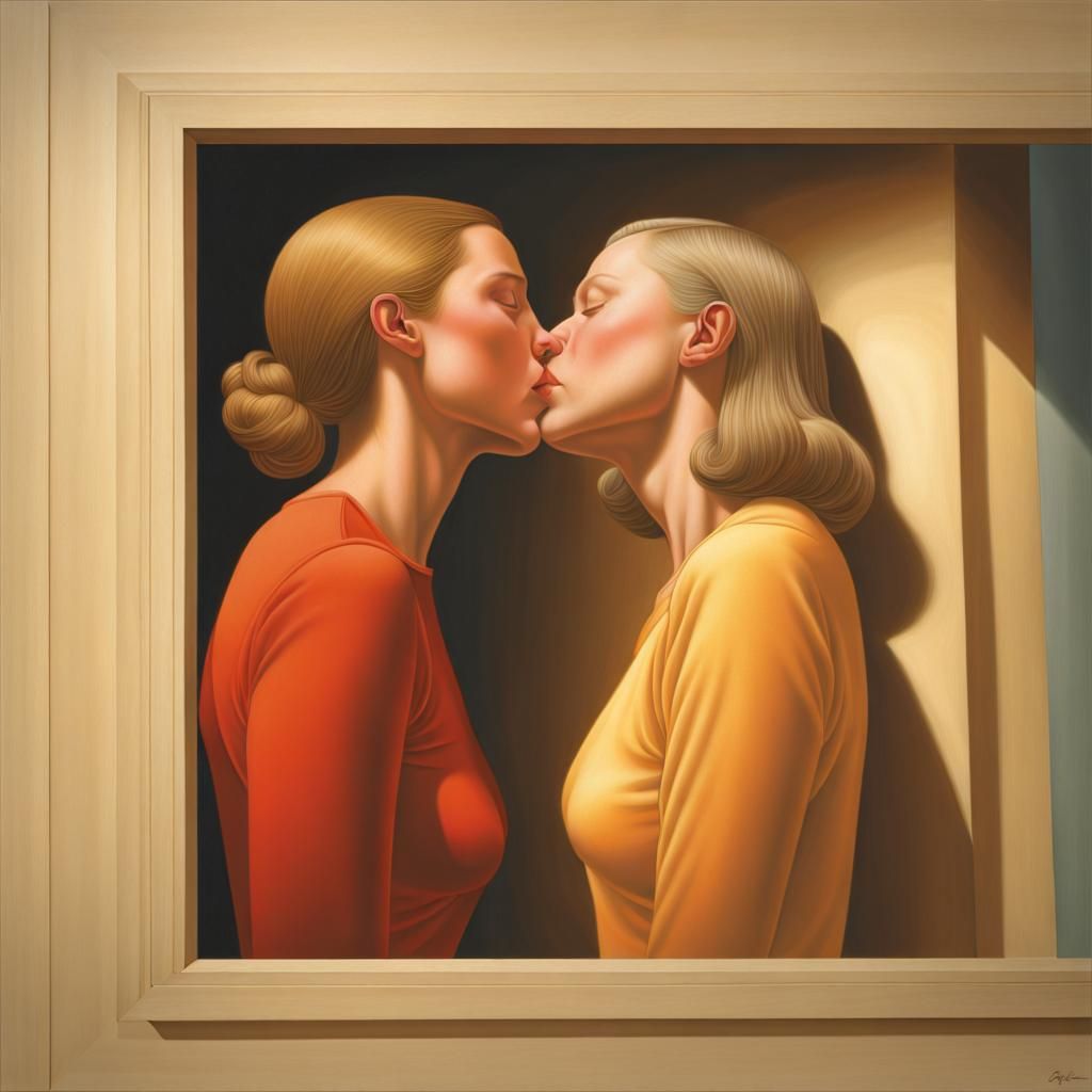 Hyperrealistic Kiss in Splash Art Style