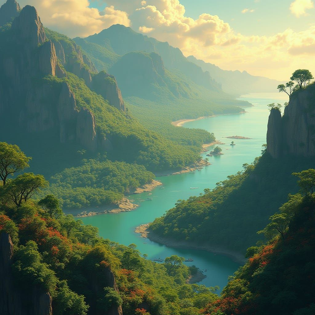 Lush Earthlike World in Golden Light