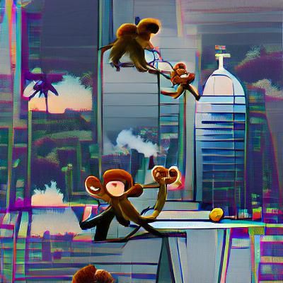 Monkey in Jungle Canopy, Digital Art