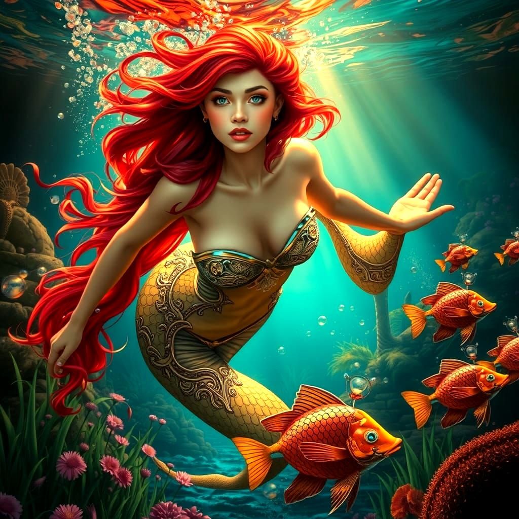 Mechanical Mermaid in Art Nouveau Style