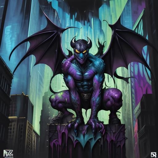 Gargoyle in Gotham City Graffiti Art