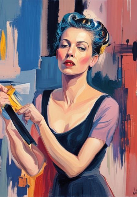 Abstract Expressionist Portrait in Gearlike Style