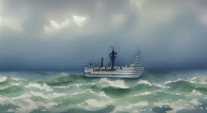 Watercolor style 🌧⛴️