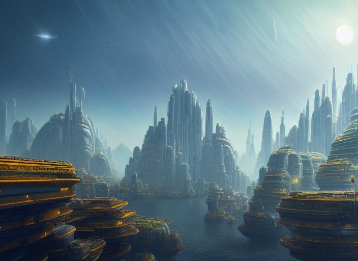 Exoplanet Cityscape Inspired by Chris Foss in 8K