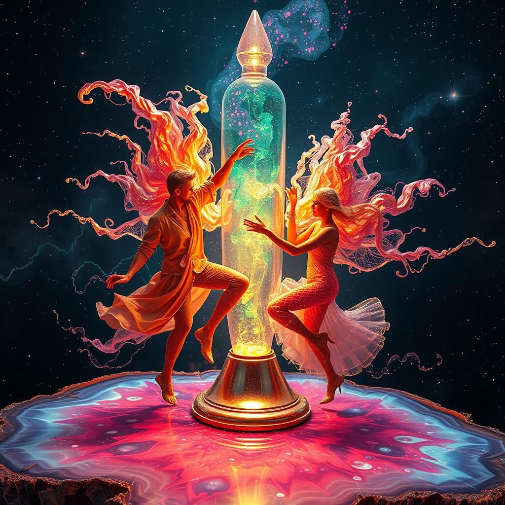 Exploding Figures Dancing with Ferrofluid in Octane Render