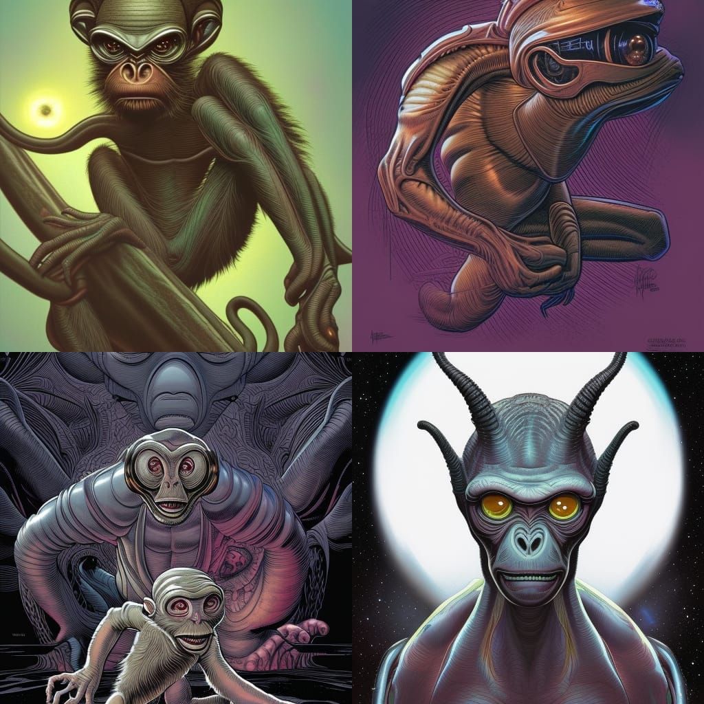 Alien Monkey in Comic Book Style