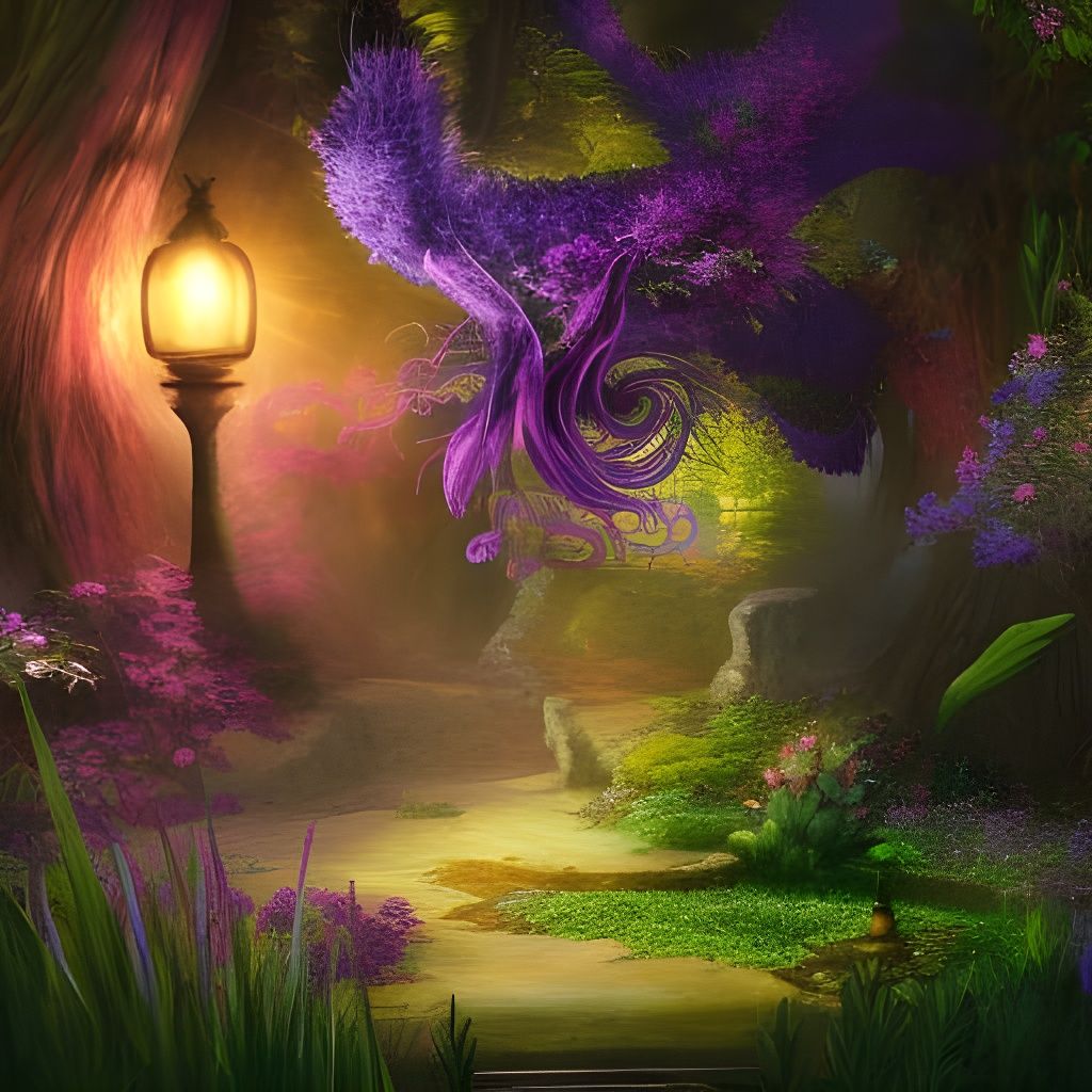 Intricate Mystic Garden in Hyperrealistic Splash Art
