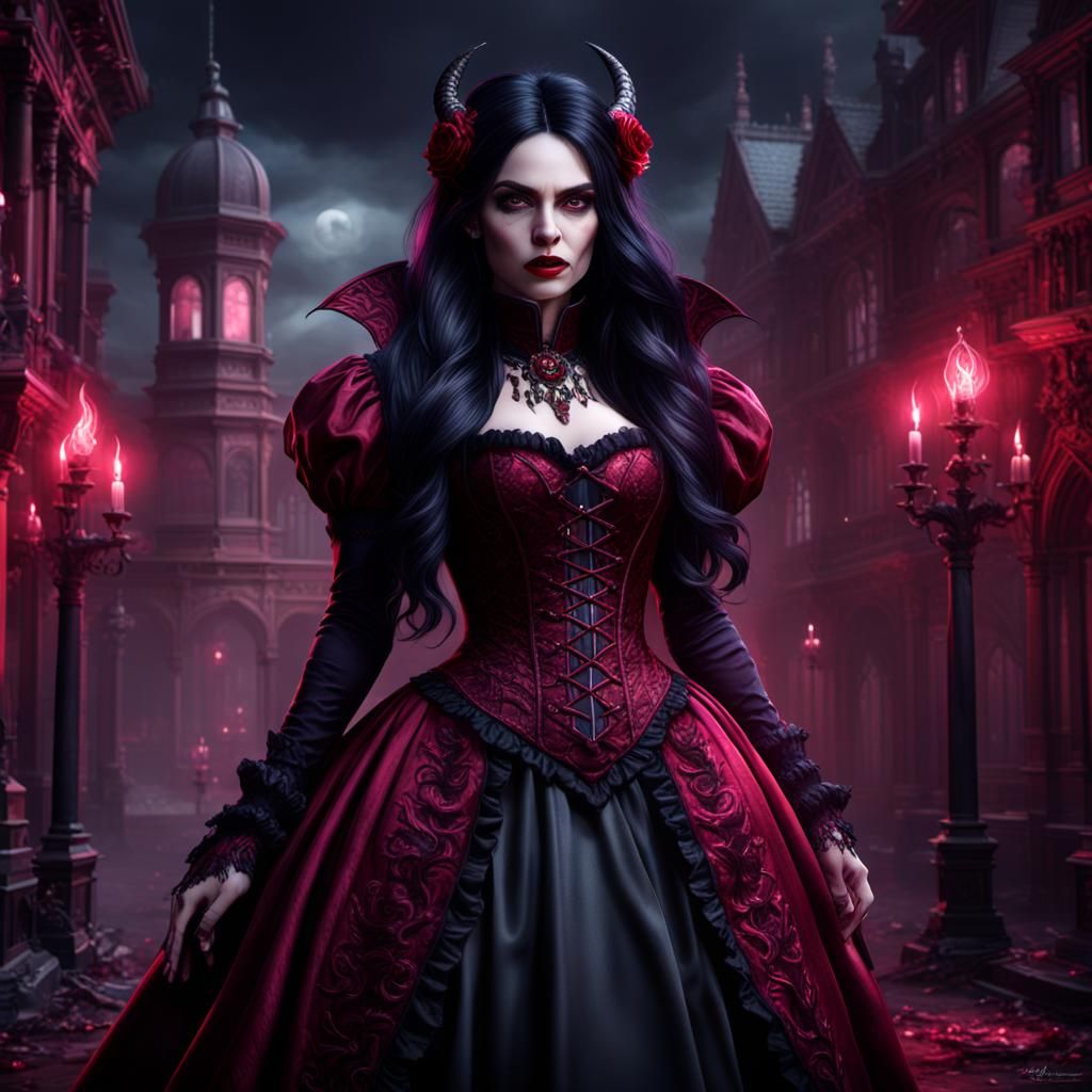 Latina Vampire Demon Princess in Victorian Outfit
