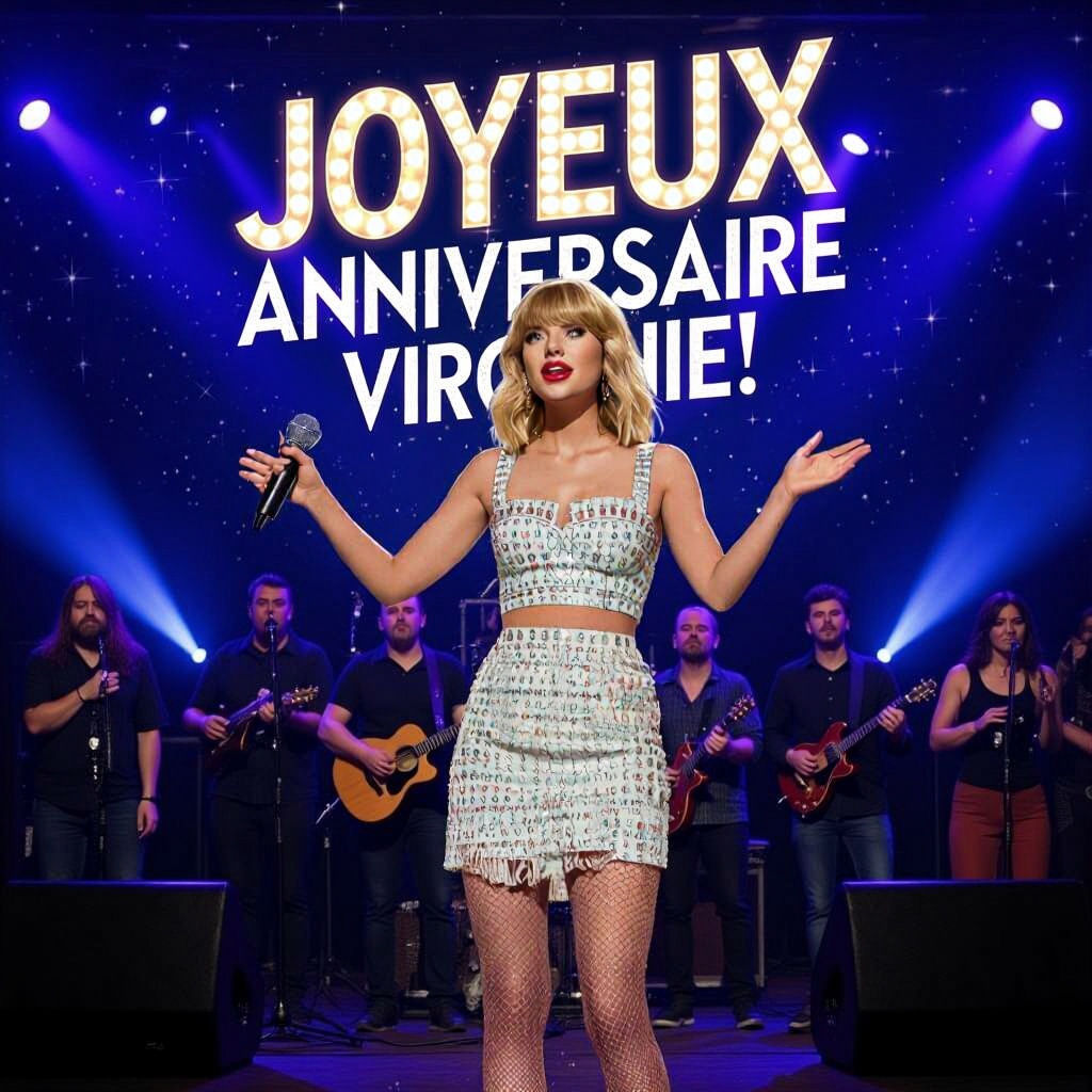 Blonde Singer on Stage: Digital Art Concert Scene