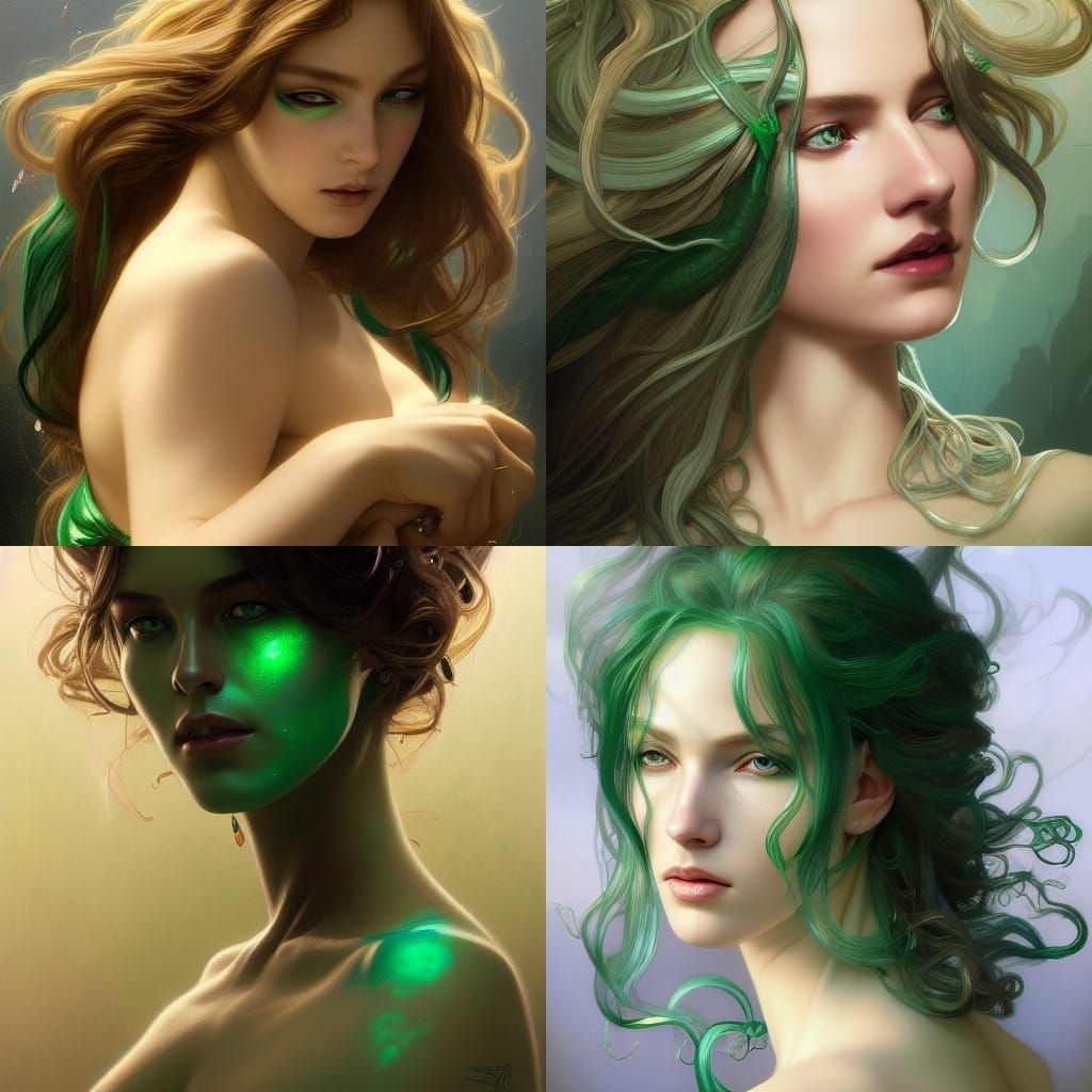 Emerald Scaled Woman with Diamond Snake Hair