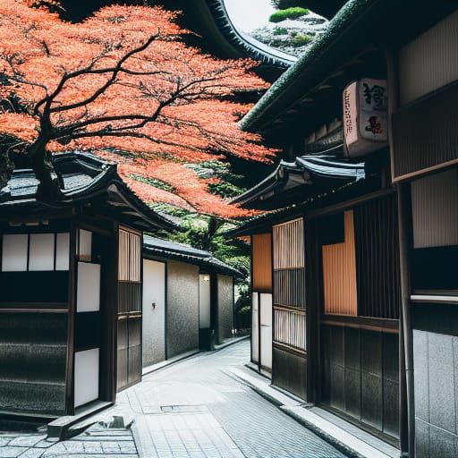 Japanese Landscape Through Open Doorway: Bokeh Photography