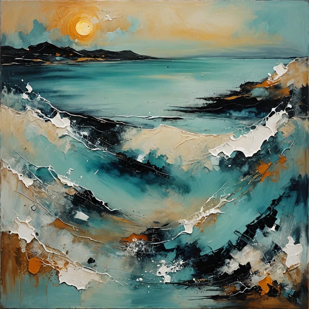 Abstract Seascape at Dawn: A Ghostly Echo